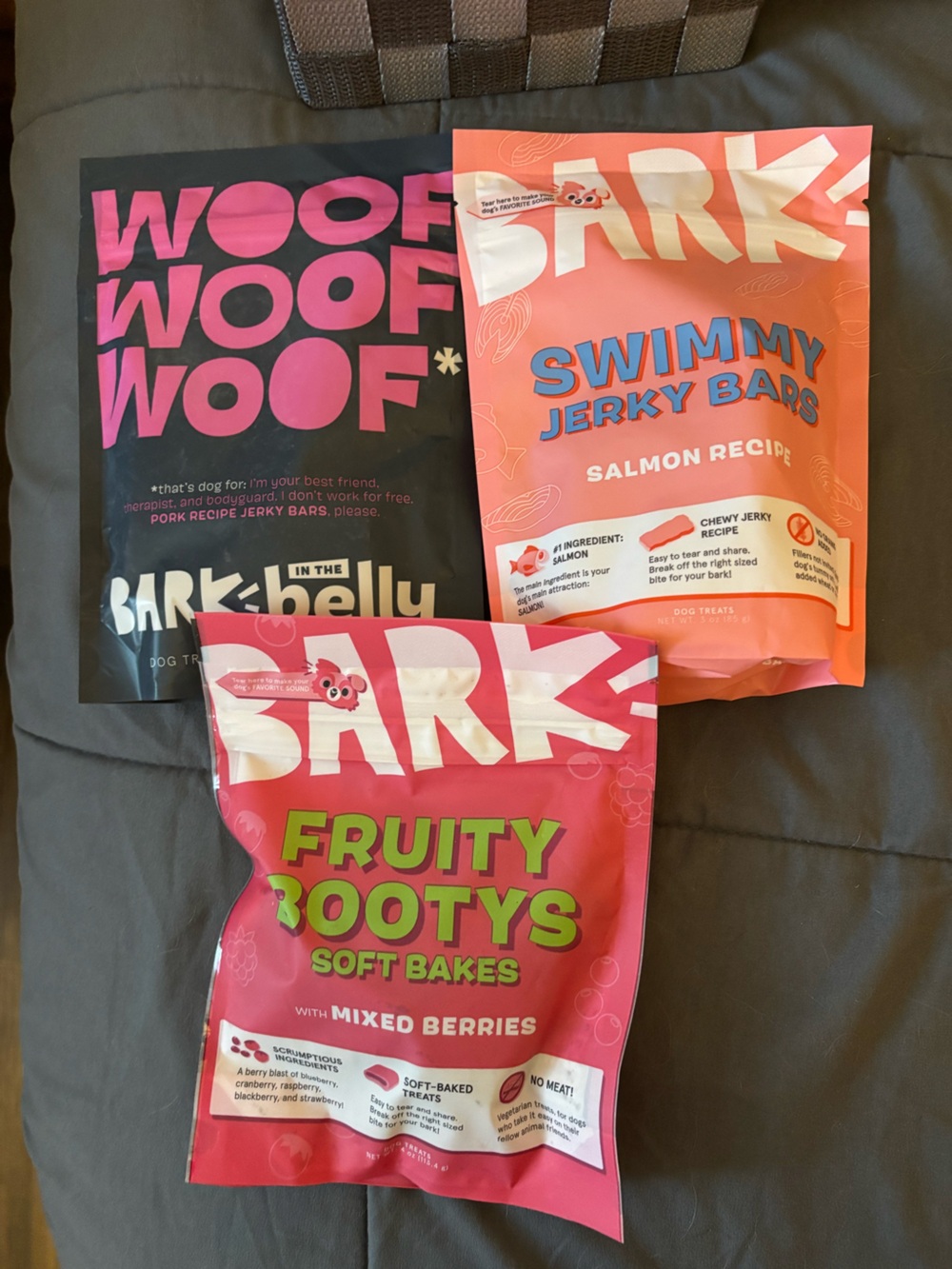 Bark Fruity Bootys Soft Bakes dog treats - Mixed Berries, pork, & salmon flavors